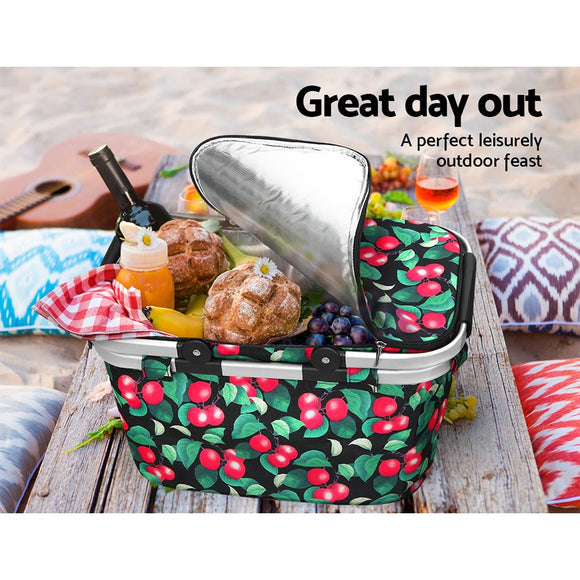 Alfresco Picnic Basket Folding Bag Hamper Insulated Storage Food Cover - RnR Galore