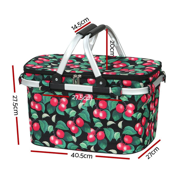 Alfresco Picnic Basket Folding Bag Hamper Insulated Storage Food Cover - RnR Galore