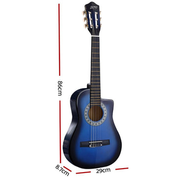 Alpha 34 Inch Classical Guitar Wooden Body Nylon String Beginner Kids Gift Blue - RnR Galore