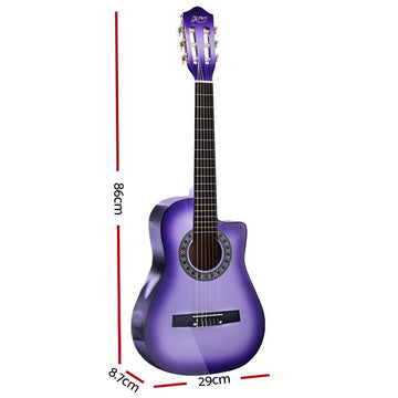 Alpha 34 Inch Classical Guitar Wooden Body Nylon String Beginner Kids Gift Purple - RnR Galore