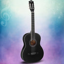 Alpha 39 Inch Classical Guitar Wooden Body Nylon String Beginner Gift Black - RnR Galore
