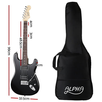 Alpha 41 Inch Electirc Guitar Humbucker Pickup Switch Full Size Black - RnR Galore