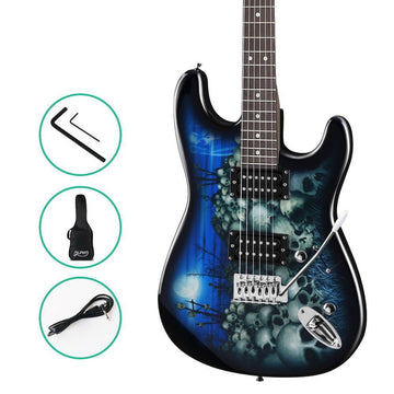 Alpha 41 Inch Electirc Guitar Humbucker Pickup Switch Full Size Skull Pattern - RnR Galore