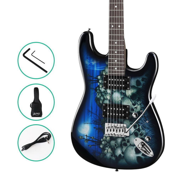 Alpha 41 Inch Electirc Guitar Humbucker Pickup Switch Full Size Skull Pattern - RnR Galore
