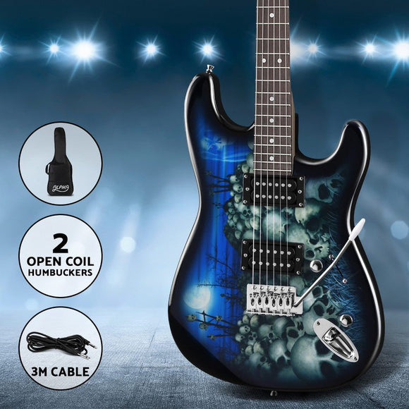 Alpha 41 Inch Electirc Guitar Humbucker Pickup Switch Full Size Skull Pattern - RnR Galore