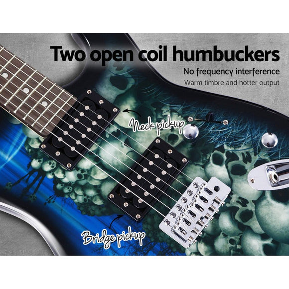 Alpha 41 Inch Electirc Guitar Humbucker Pickup Switch Full Size Skull Pattern - RnR Galore