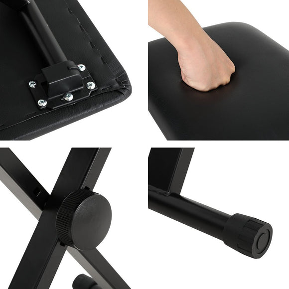 Alpha Piano Stool Adjustable Height Keyboard Seat Portable Bench Chair Black - RnR Galore