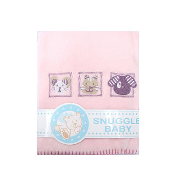 Animal Pink Embroidered Polar Fleece Baby Blanket 80 x 100 cm - RnR Galore
