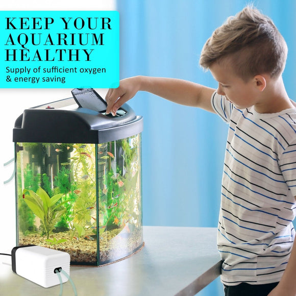 Aquarium Air Pump Oxygen Hydroponic 2 Outlet 180L/H 4W - RnR Galore