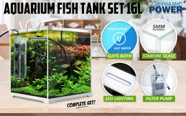 Aquarium Starfire Glass Fish Tank Set Filter Pump 16L - RnR Galore