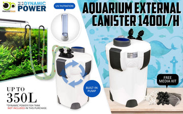 Aquarium UV Light External Canister Filter 1400L/H + Media Kit - RnR Galore