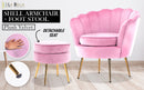 Armchair Lounge Chair Accent Velvet Shell Scallop + Round Ottoman Footstool PINK - RnR Galore