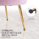 Armchair Lounge Chair Accent Velvet Shell Scallop + Round Ottoman Footstool PINK - RnR Galore