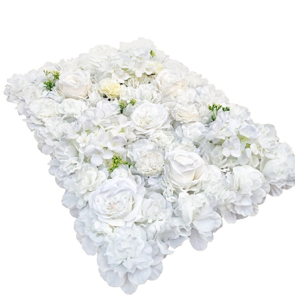 Artificial Flower Wall Backdrop Panel 40cm X 60cm Mixed Whites - RnR Galore