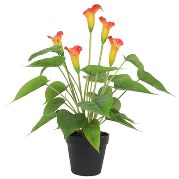 Artificial Flowering White & Orange Peace Lily / Calla Lily Plant 50cm - RnR Galore