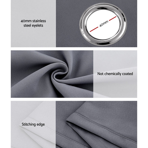 Artiss 2X 132x213cm Blockout Sheer Curtains Charcoal - RnR Galore