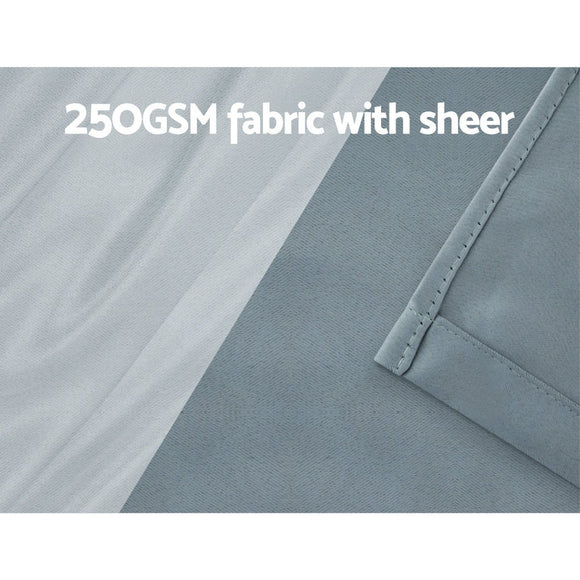 Artiss 2X 132x274cm Blockout Sheer Curtains Light Grey - RnR Galore