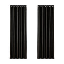 Artiss 2X Blockout Curtains Eyelet 180x213cm Black Shine - RnR Galore