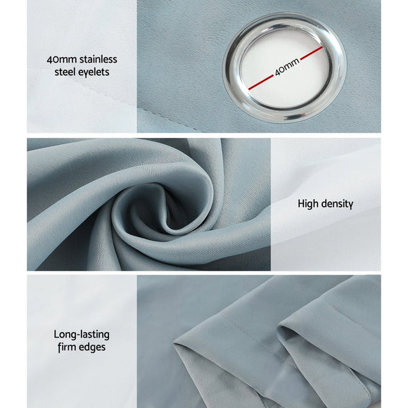 Artiss 2X Blockout Curtains Eyelet 240x230cm Grey - RnR Galore