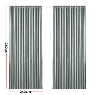 Artiss 2X Blockout Curtains Eyelet 240x230cm Grey Shine - RnR Galore
