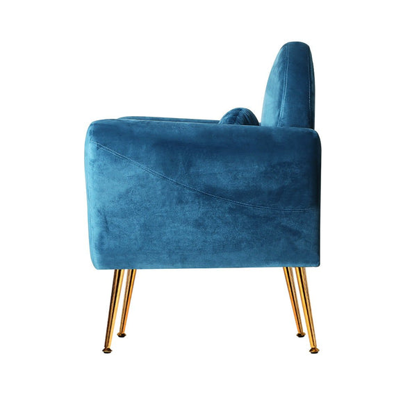 Artiss Armchair Lounge Chair Accent Chairs Armchairs Sofa Navy Velvet Cushion - RnR Galore