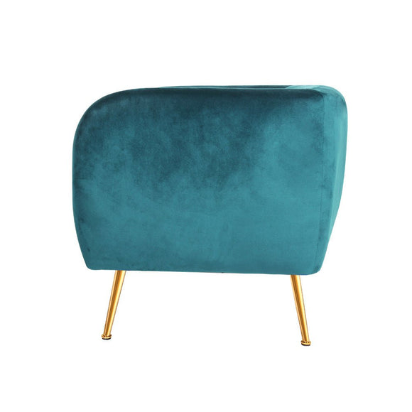 Artiss Armchair Lounge Sofa Arm Chair Accent Chairs Armchairs Couch Velvet Green - RnR Galore
