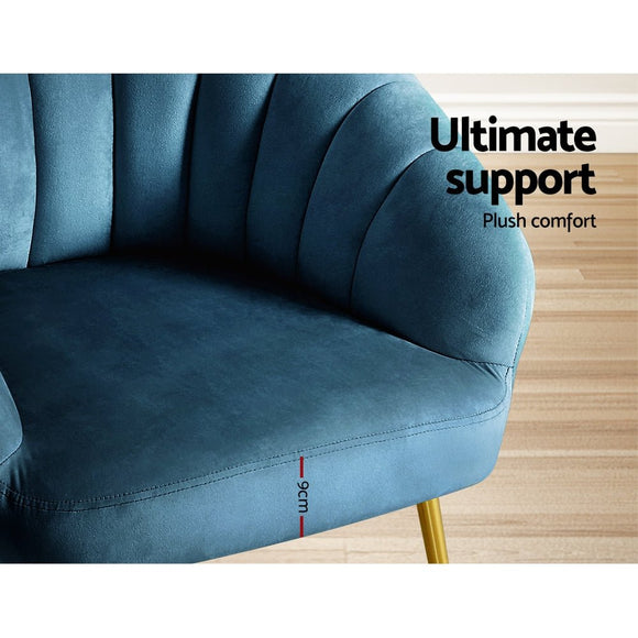 Artiss Armchair Velvet Blue Eloise - RnR Galore
