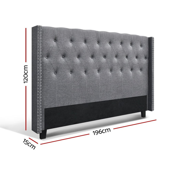 Artiss Bed Head Headboard King Size Fabric - LUCA Grey - RnR Galore