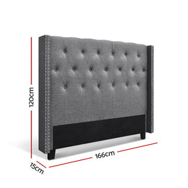 Artiss Bed Head Headboard Queen Size Fabric - LUCA Grey - RnR Galore