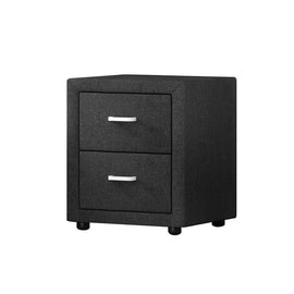 Artiss Bedside Table 2 Drawers Fabric - CADEN Charcoal - RnR Galore