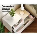 Artiss Bedside Tables LED 2 Drawers - REMI White - RnR Galore