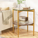 Artiss Coffee Table 45CM Round Tempered Glass Carol - RnR Galore