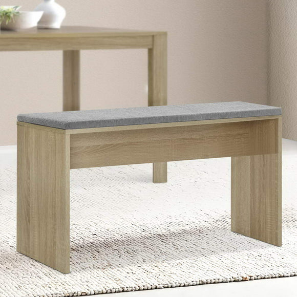 Artiss Dining Bench Upholstery Seat Wooden Chair Oak 90cm - RnR Galore