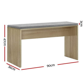 Artiss Dining Bench Upholstery Seat Wooden Chair Oak 90cm - RnR Galore