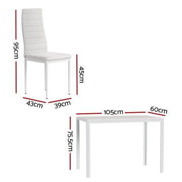 Artiss Dining Chairs and Table Dining Set 4 Chair Set Of 5 White - RnR Galore