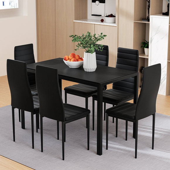 Artiss Dining Chairs and Table Dining Set 6 Chair Set Of 7 Black - RnR Galore