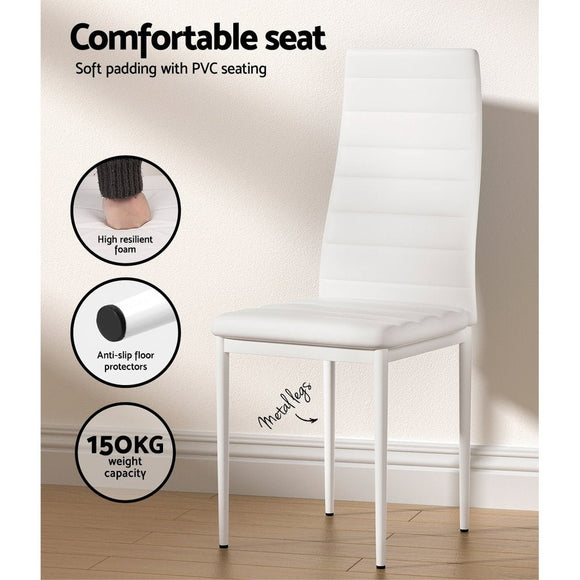 Artiss Dining Chairs and Table Dining Set 6 Chair Set Of 7 White - RnR Galore