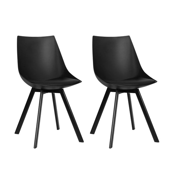 Artiss Dining Chairs Set of 2 PU Leather Plastic Metal Black - RnR Galore