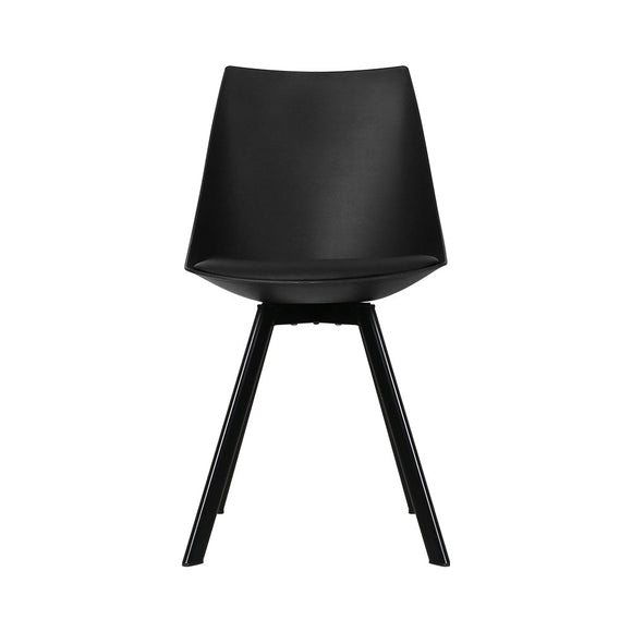 Artiss Dining Chairs Set of 2 PU Leather Plastic Metal Black - RnR Galore