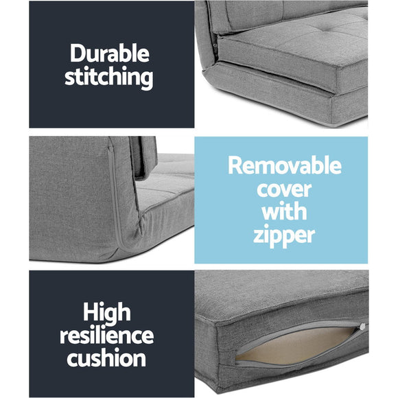 Artiss Floor Lounge Single Sofa Bed Grey Fabric - RnR Galore