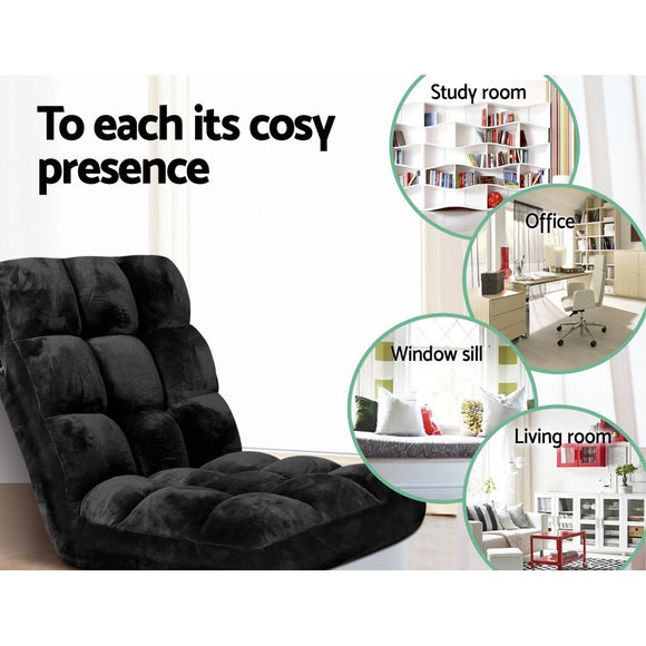 Artiss Lounge Sofa Bed Flannel Fabric Black - RnR Galore