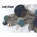 Artiss Metal Wall Art Hanging Sculpture 132cm Home Decor Leaf Circles Blue - RnR Galore
