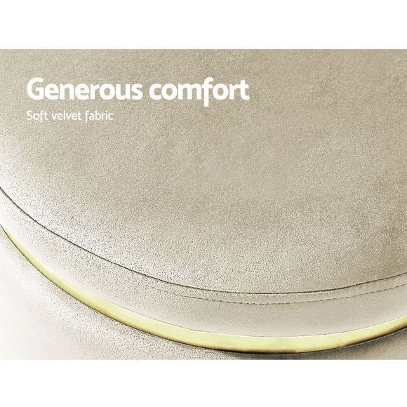 Artiss Ottoman Foot Stool Round Velvet Cream - RnR Galore