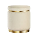 Artiss Ottoman Foot Stool Round Velvet Cream - RnR Galore