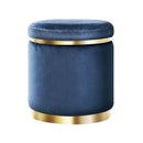 Artiss Ottoman Foot Stool Round Velvet Navy - RnR Galore