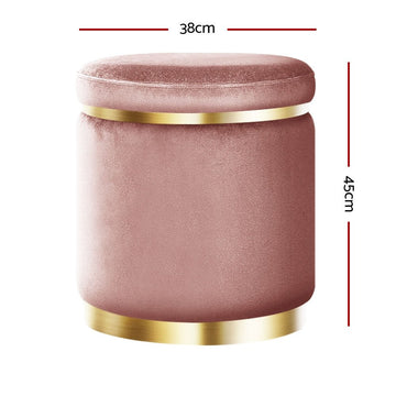 Artiss Ottoman Foot Stool Round Velvet Pink - RnR Galore