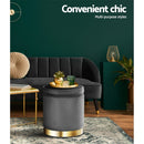 Artiss Ottoman Storage Foot Stool Round Velvet Charcoal - RnR Galore