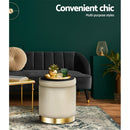 Artiss Ottoman Storage Foot Stool Round Velvet Cream - RnR Galore