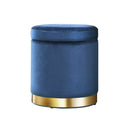 Artiss Ottoman Storage Foot Stool Round Velvet Navy - RnR Galore