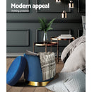 Artiss Ottoman Storage Foot Stool Round Velvet Navy - RnR Galore